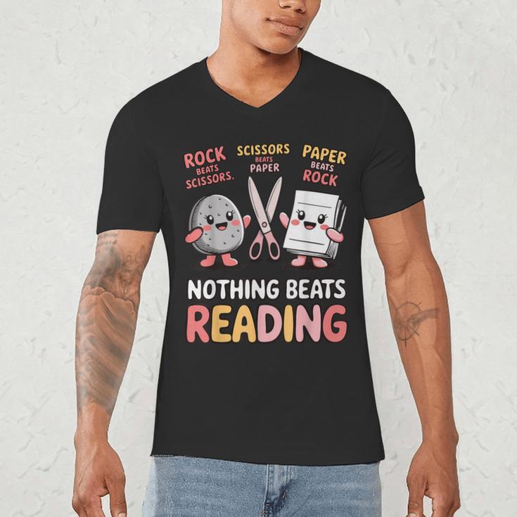 Nothing Goes Beyond Reading Rock Paper Scissors Book Men's V-Neck T-Shirt