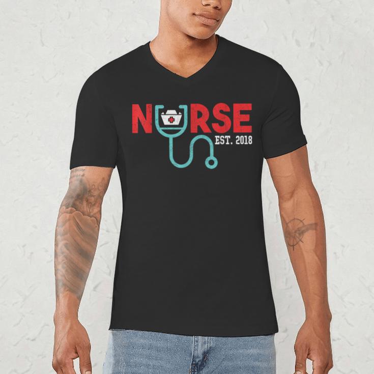 Nurse Est 2018 New Graduation Nursing School T-Shirt Men's V-Neck T-Shirt