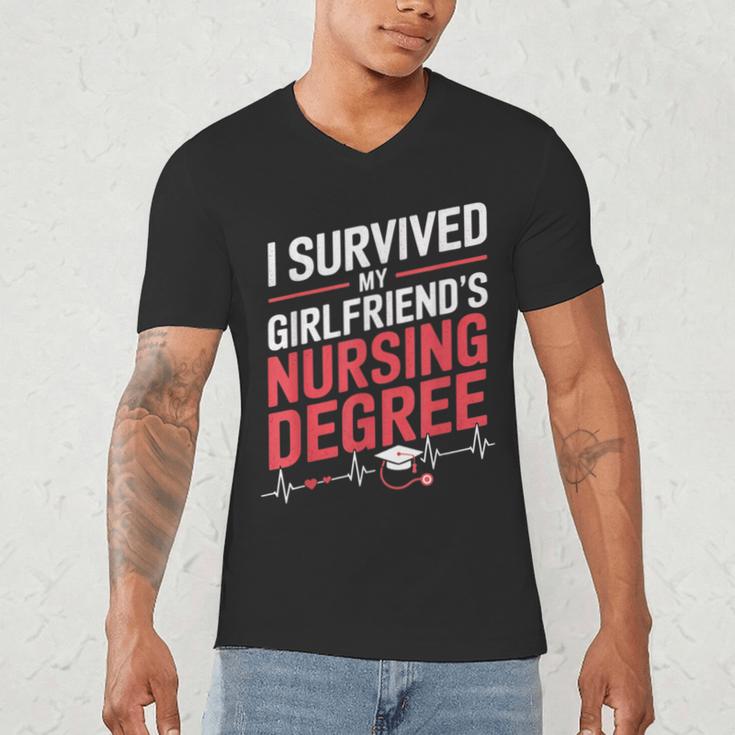 Nurse Graduation I Survived My Girlfriends Nursing Degree Men's V-Neck T-Shirt
