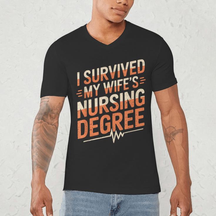 Nurse Graduation I Survived My Wife'S Nursing Degree Nurse Men's V-Neck T-Shirt