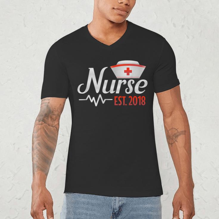 Nurse Nursing School Graduation Est 2018 Shirt Men's V-Neck T-Shirt