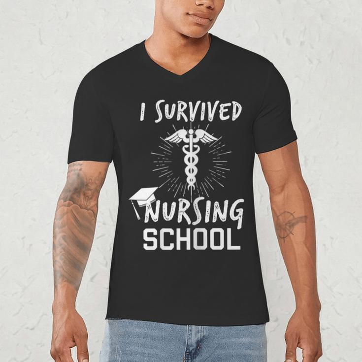 Nursing School Graduation Shirt I Survived RN Gift Men's V-Neck T-Shirt