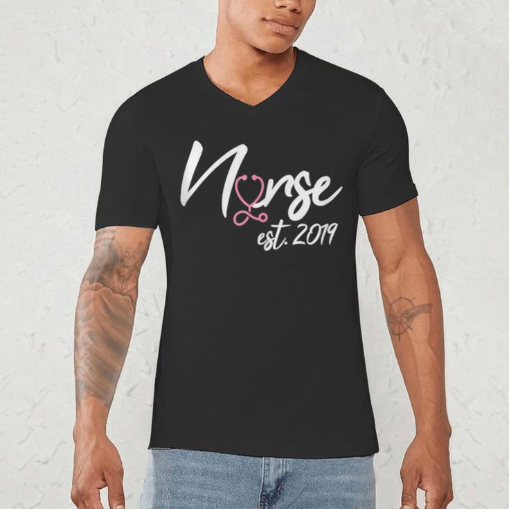 Nursing School Survivor Apparel Graduation Nurse RN EST 2019 Men's V-Neck T-Shirt