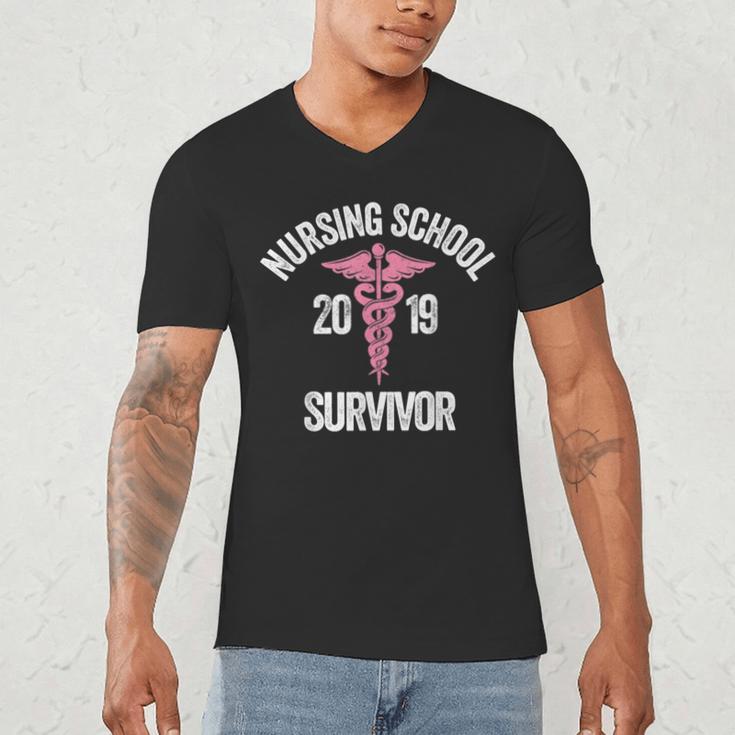 Nursing School Survivor Apparel Graduation Party Nurse RN Men's V-Neck T-Shirt