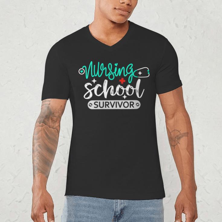 Nursing School Survivor RN Grad Nurse Graduation Student Men's V-Neck T-Shirt
