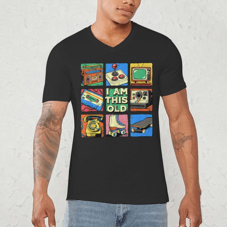 I Am This Old Retro Vintage Nostalgia 80s 90s Cassette Tape Men's V-Neck T-Shirt I Am This Old Retro Vintage Nostalgia 80s 90s Cassette Tape Men's V-Neck T-Shirt