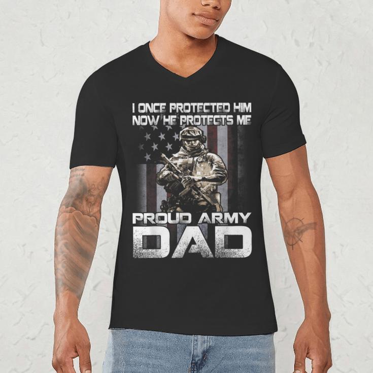 I Once Protected Him Now He Protects Me Proud Army Dad Men's V-Neck T-Shirt