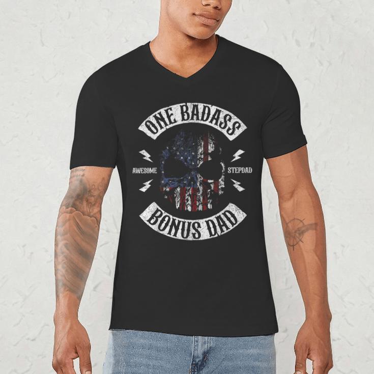 One Badass Bonus Stepdad Birthday Step Dad Men's V-Neck T-Shirt One Badass Bonus Stepdad Birthday Step Dad Men's V-Neck T-Shirt