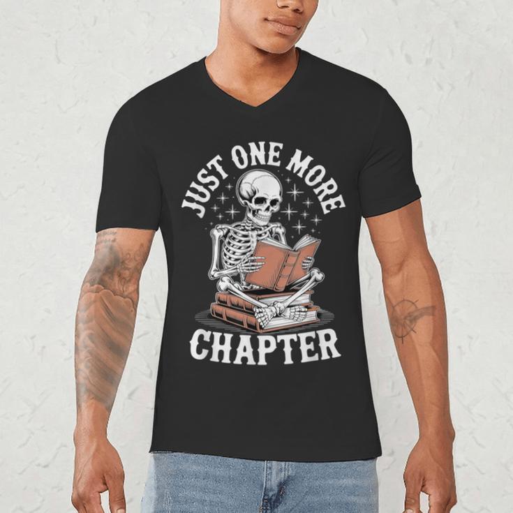 One More Chapter Skeleton Reading Books Lovers Readers Men's V-Neck T-Shirt One More Chapter Skeleton Reading Books Lovers Readers Men's V-Neck T-Shirt