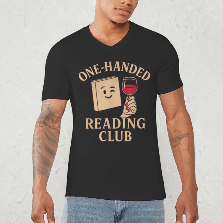 One-Handed Reading Club Smutty Book Lover Men's V-Neck T-Shirt One-Handed Reading Club Smutty Book Lover Men's V-Neck T-Shirt