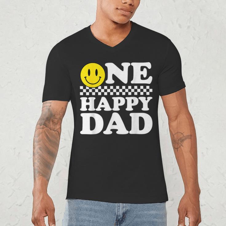 One Happy Dude Dad 1st Birthday Family Matching Men's V-Neck T-Shirt
