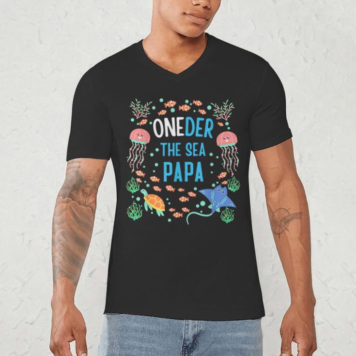 OneDer The Sea Papa 1st Birthday Dad Matching Men's V-Neck T-Shirt