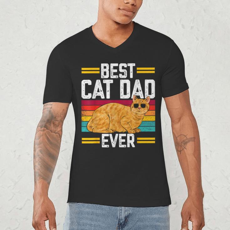 Orange Cat Best Cat Dad Ever Orange Tabby Cat Men's V-Neck T-Shirt