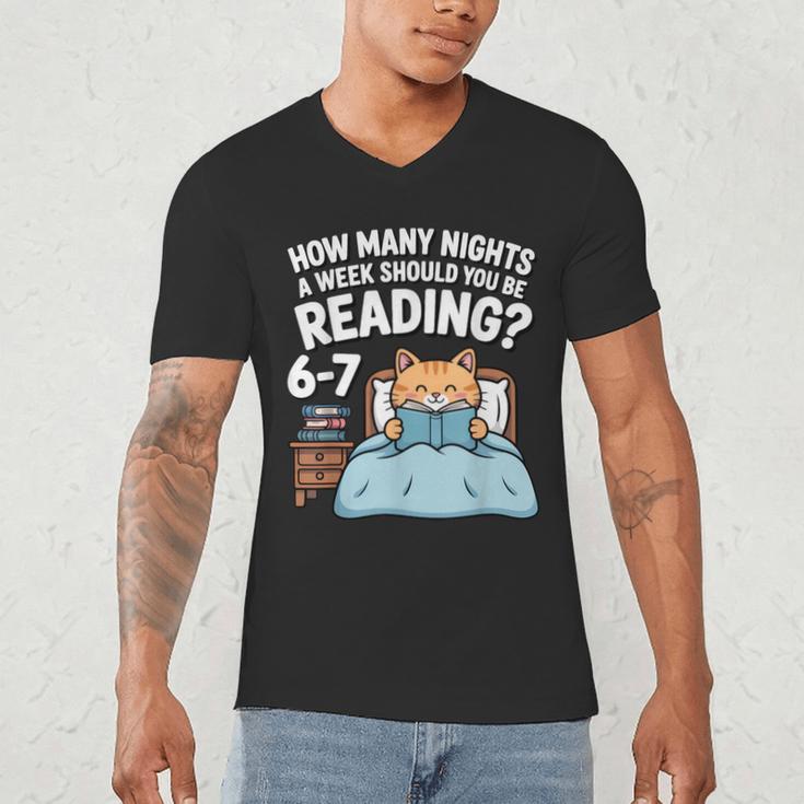 Orange Cat Reading Book 67 Six Seven Meme Men's V-Neck T-Shirt Orange Cat Reading Book 67 Six Seven Meme Men's V-Neck T-Shirt