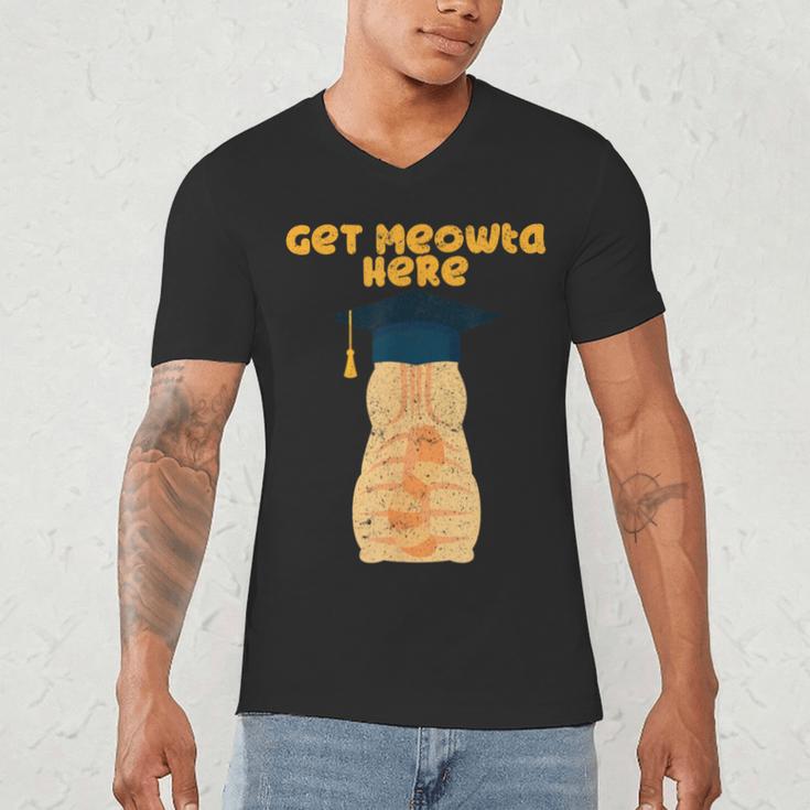 Orange Tabby Cat Graduation Distressed Shirt For Grads For Men Women Girls Kids Men's V-Neck T-Shirt