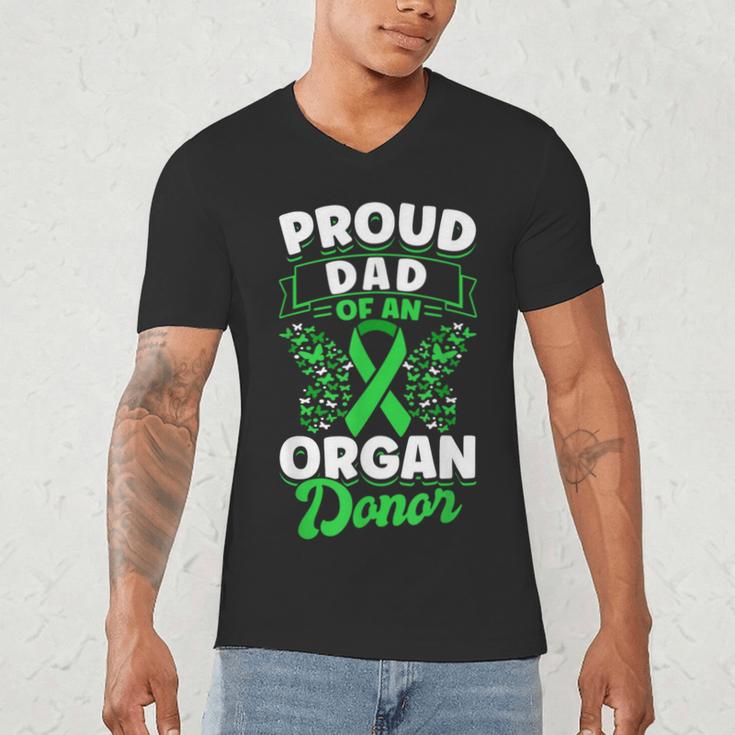 Organ Donation Green Ribbon Proud Dad Of An Organ Donor Men's V-Neck T-Shirt