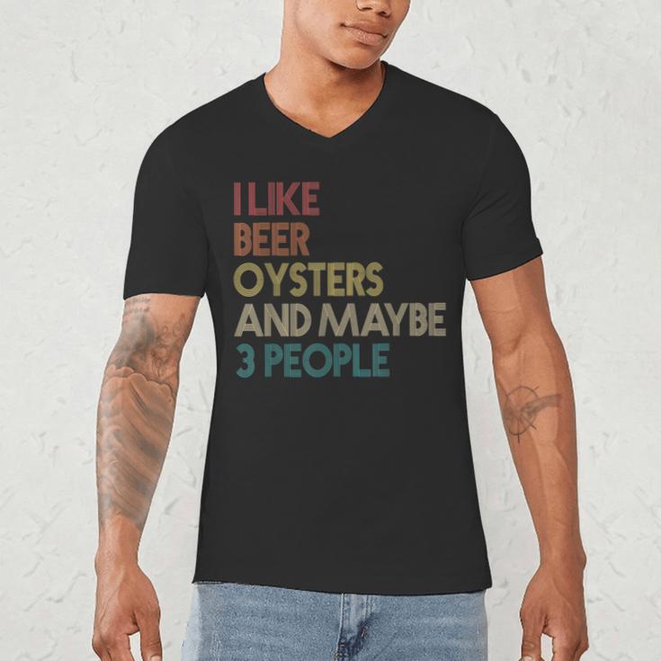 Oysters And Beer Lovers Introvert Quote Vintage Retro Men's V-Neck T-Shirt