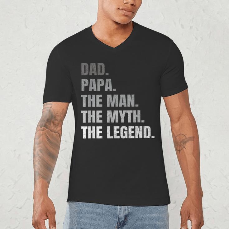 Papa Dad Legend Men Grandpa Christmas Father's Day Birthday Men's V-Neck T-Shirt