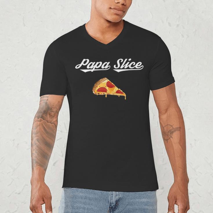 Papa Slice Pizza Belly Expectant Dad Pizza Pregnancy Reveal Men's V-Neck T-Shirt