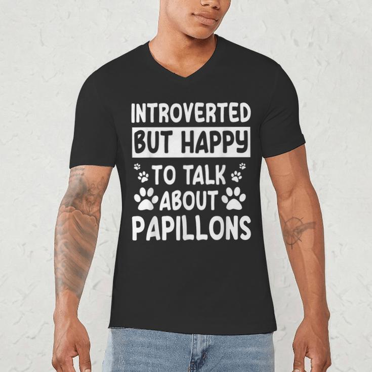 Papillon Dog Owner Introverted Spaniel Breed Fur Parent Men's V-Neck T-Shirt