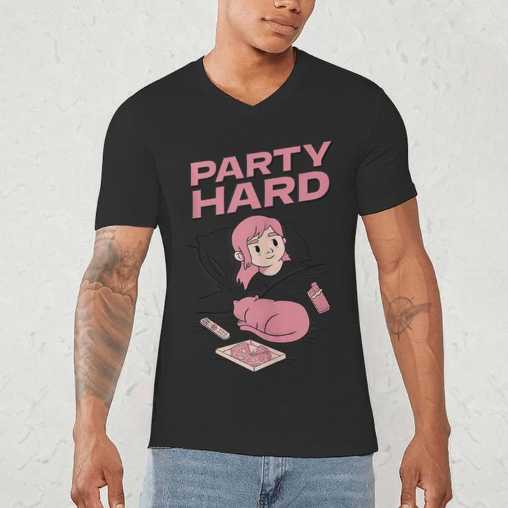 Party Hard Comfortable Stay At Home Introvert Men's V-Neck T-Shirt