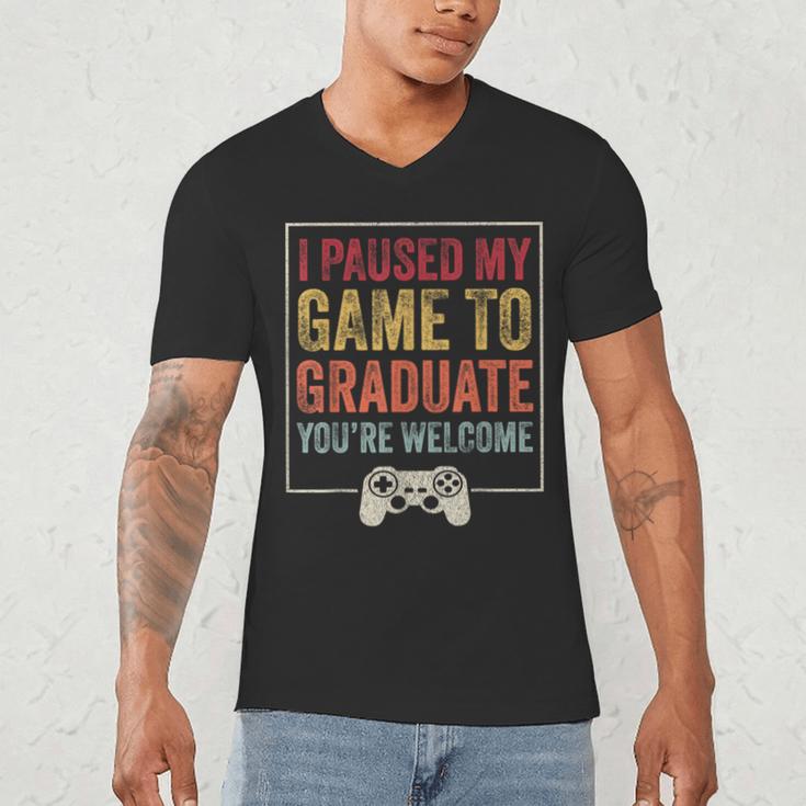 I Paused My Game To Graduate Gamer Graduation Men Boys Men's V-Neck T-Shirt
