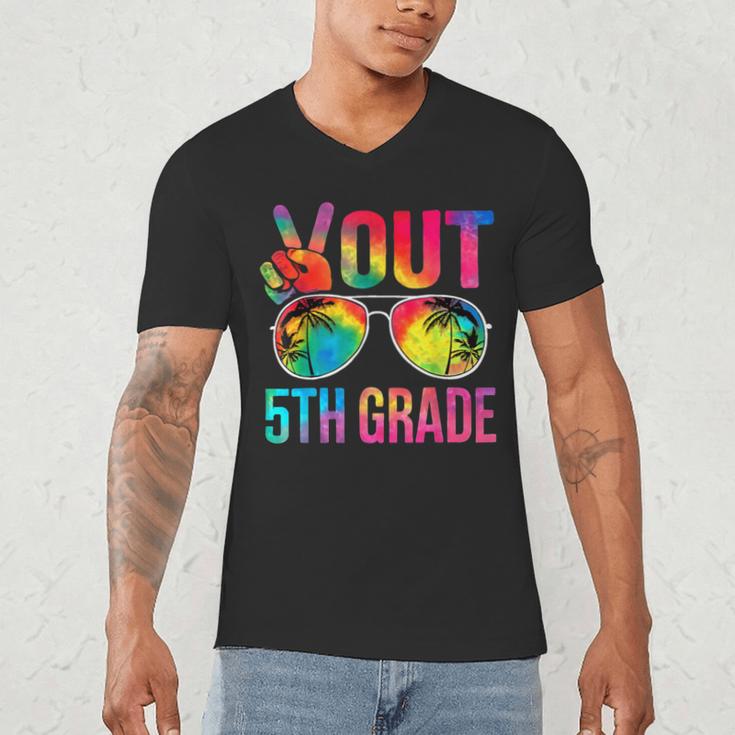 Peace Out 5th Grade Tie Dye Graduation Last Day Of School Men's V-Neck T-Shirt