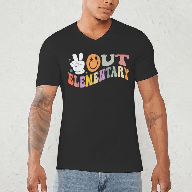 Peace Out Elementary Graduation Graduate Class Of 2025 Men's V-Neck T-Shirt