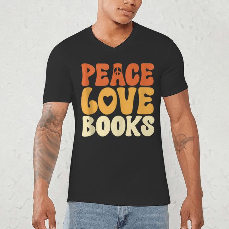 Peace Love Books Men Women Men's V-Neck T-Shirt