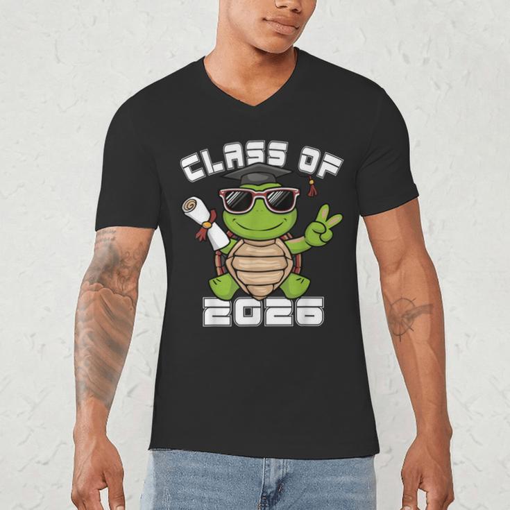 Peace Sign Hand Turtle Class Of 2026 Graduation Men's V-Neck T-Shirt