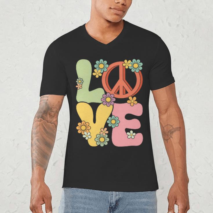 Peace Sign Love Groovy Vibes Costume Nostalgia 1980s Fashion Men's V-Neck T-Shirt