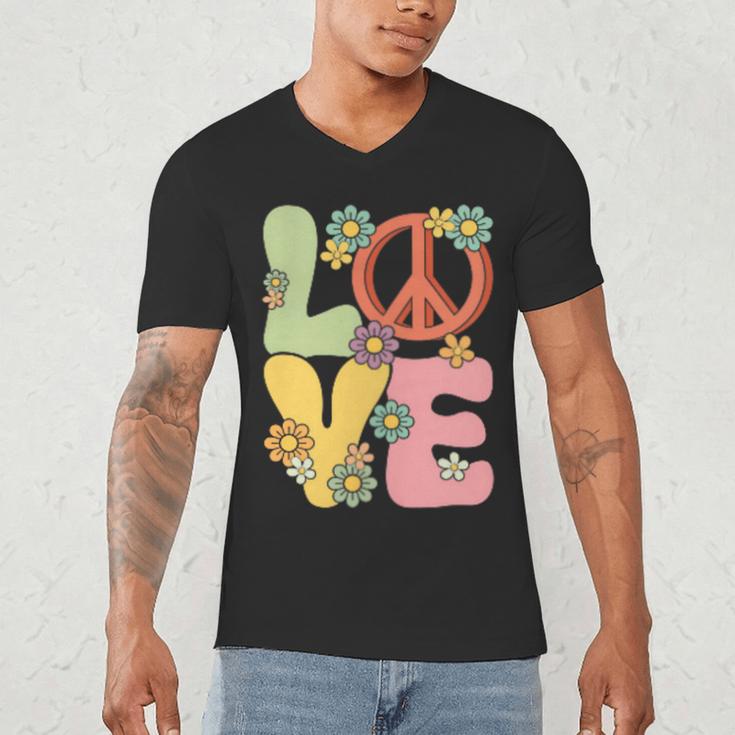 Peace Sign Love Groovy Vibes Costume Nostalgia 1980s Fashion Men's V-Neck T-Shirt