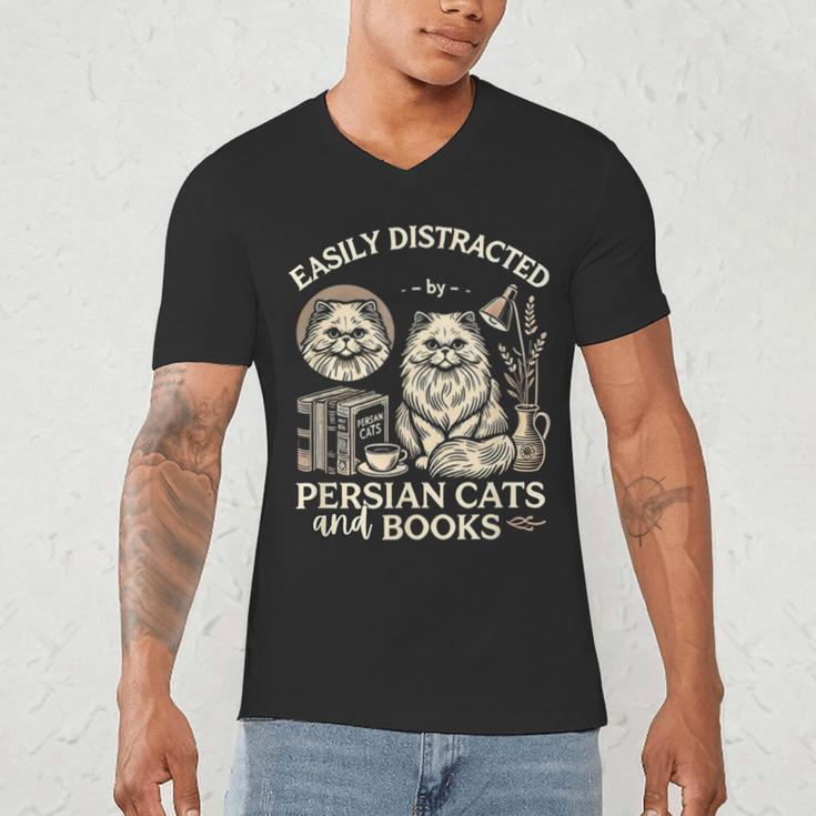 Persian Cat Persian Cats Persian Cats And Books For Men Women Kids Men's V-Neck T-Shirt