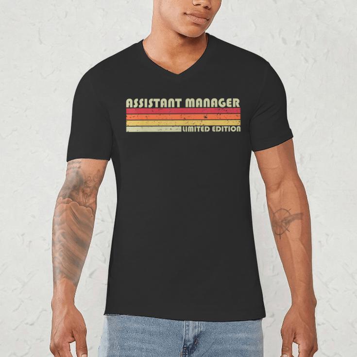 Personal Christmas Retro Vintage Graduation Assistant Manager Job Title Profession Birthday Worker Men's V-Neck T-Shirt