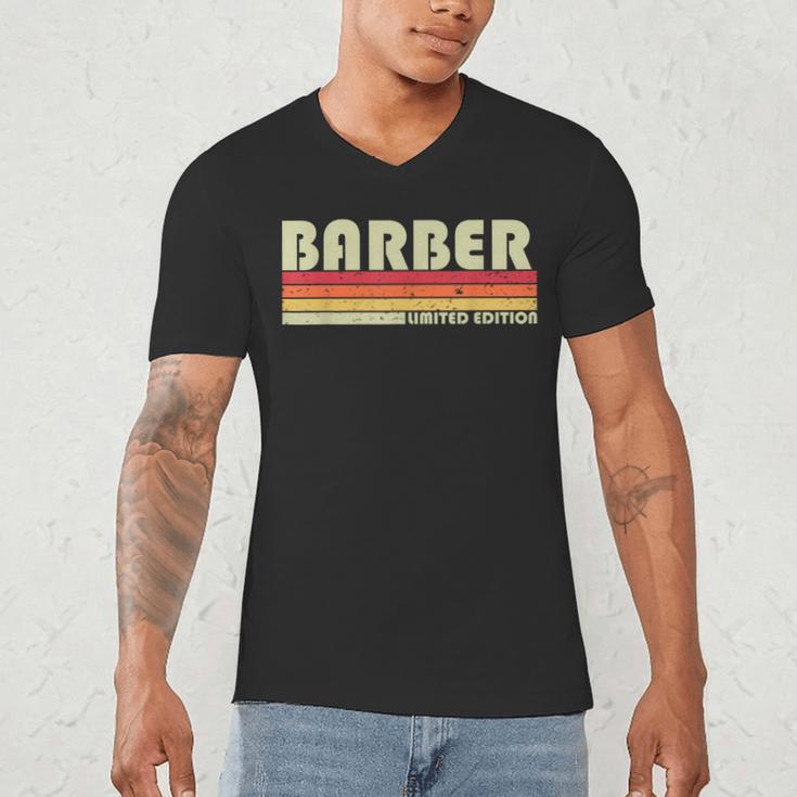 Personal Christmas Retro Vintage Graduation BARBER Job Title Profession Birthday Worker Idea Men's V-Neck T-Shirt