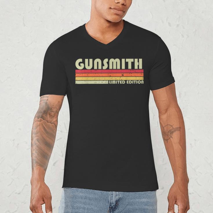 Personal Christmas Retro Vintage Graduation Gunsmith Job Title Profession Birthday Worker Idea Men's V-Neck T-Shirt