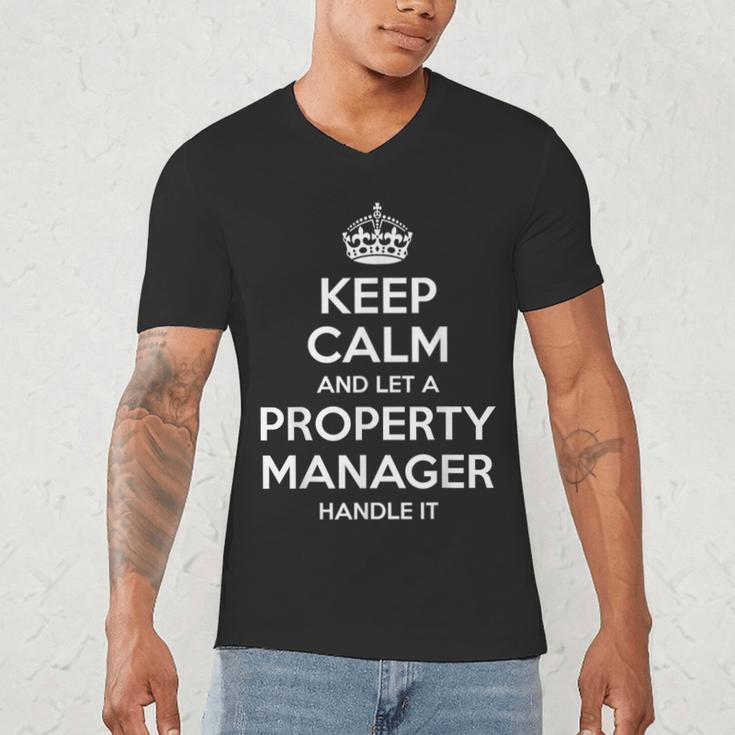 Personalized Keep Calm Graduation Christmas Team PROPERTY MANAGER Job Title Profession Birthday Men's V-Neck T-Shirt