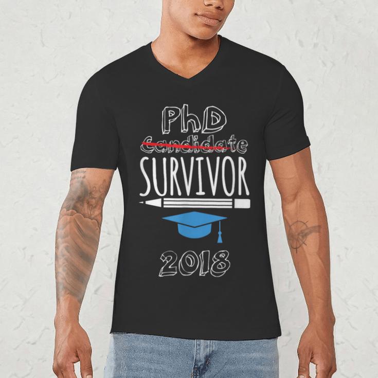 PhD Survivor 2018 Tshirt For PhD Graduates Graduation Gift Men's V-Neck T-Shirt