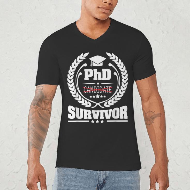 PhD Survivor Doctorate Graduate Shirt Graduation Men's V-Neck T-Shirt