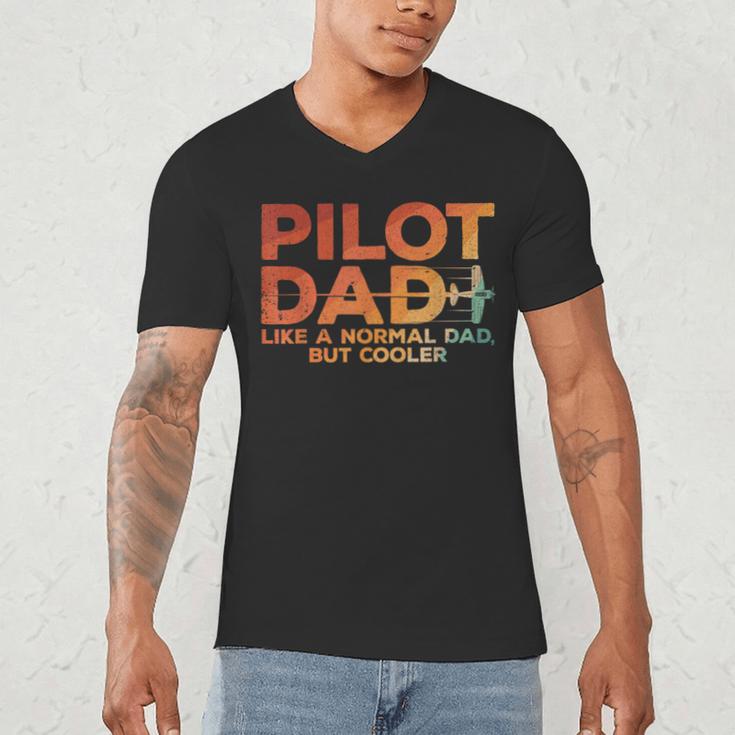 Pilot Dad Art For Men Father Aviation Airplane Pilot Men's V-Neck T-Shirt