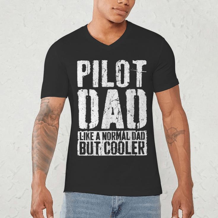 Pilot Dad Shirt Men Fathers Day Aviation Pilot Men's V-Neck T-Shirt