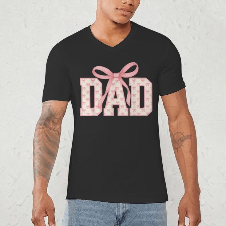Pink Bow Dad Dad Life Best Dad Ever Father's Day Tees Men's V-Neck T-Shirt