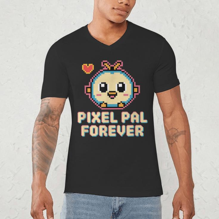 Pixel Art Pet Y2K Retro Vintage Digital Nostalgia Y2K Tech Men's V-Neck T-Shirt