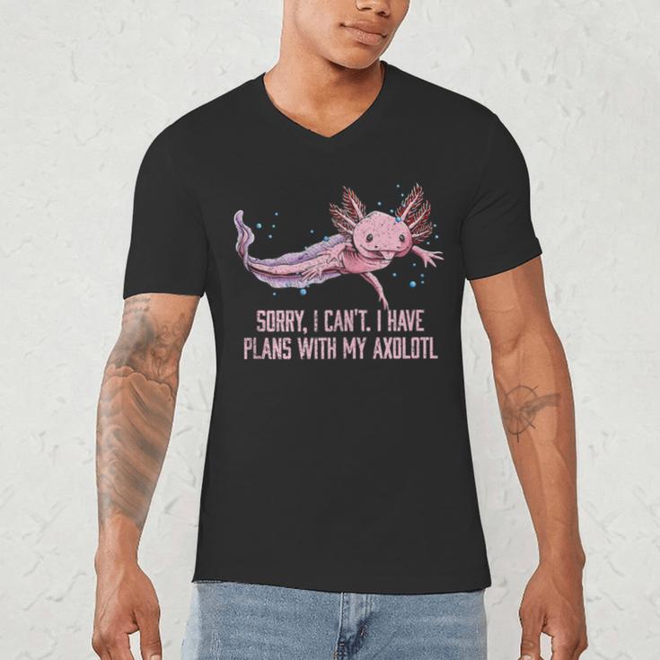 I Have Plans With My Axolotl Salamander Introvert Men's V-Neck T-Shirt I Have Plans With My Axolotl Salamander Introvert Men's V-Neck T-Shirt