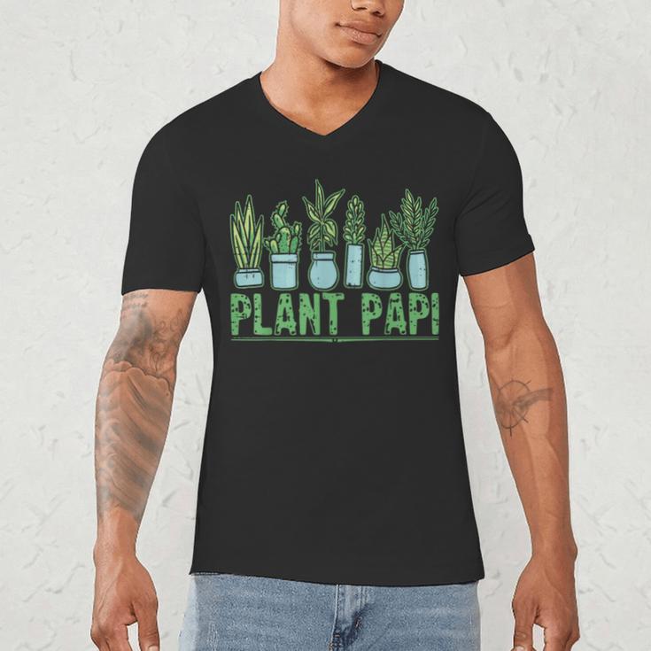 Plant Papi Daddy Father Gardener Gardening Father’s Day Men's V-Neck T-Shirt