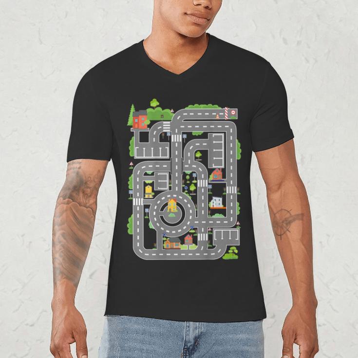 Play Cars On Dad's Back Shirt Kids And Fathers Play Men's V-Neck T-Shirt Play Cars On Dad's Back Shirt Kids And Fathers Play Men's V-Neck T-Shirt