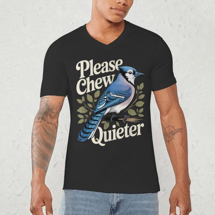 Please Chew Quieter Introvert Christmas Bird Watcher Men's V-Neck T-Shirt Please Chew Quieter Introvert Christmas Bird Watcher Men's V-Neck T-Shirt