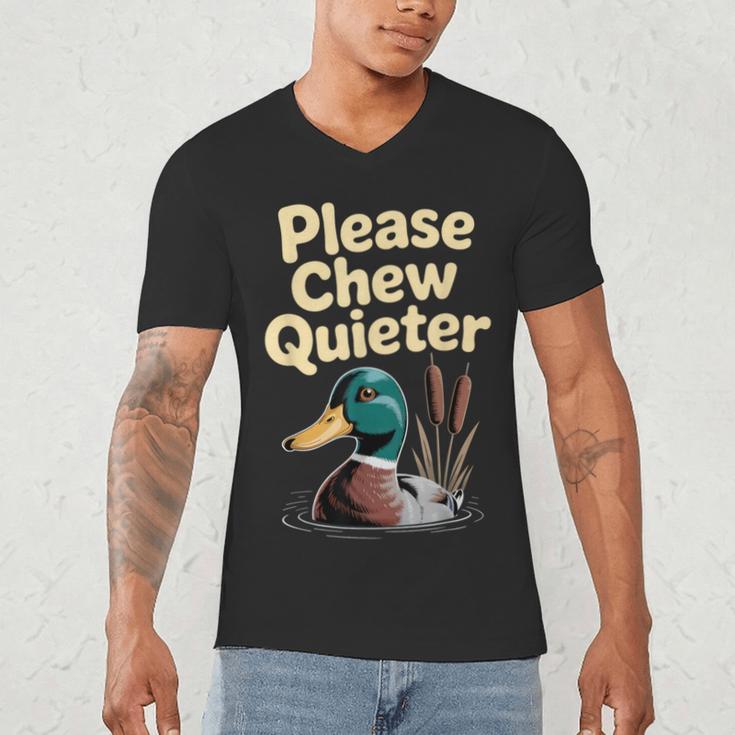 Please Chew Quieter Introvert Duck Lover Men's V-Neck T-Shirt