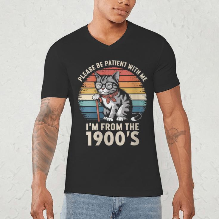 Please Be Patient With Me I'm From The 1900s Cat Men's V-Neck T-Shirt Please Be Patient With Me I'm From The 1900s Cat Men's V-Neck T-Shirt