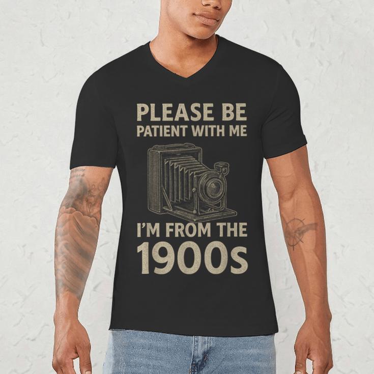 Please Be Patient With Me I'm From The 1900s Retro Vintage Men's V-Neck T-Shirt